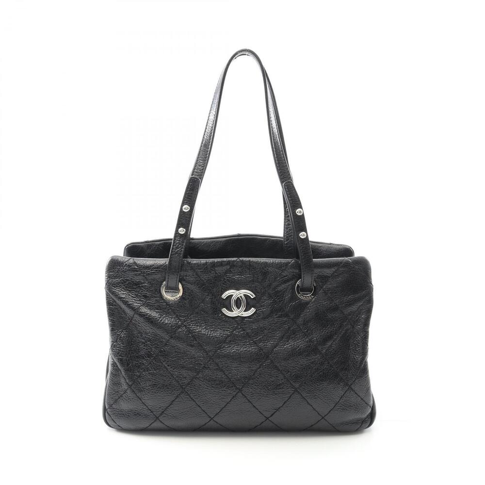 Chanel On the Road Quilted Bowling Bag Tote Leather Black
